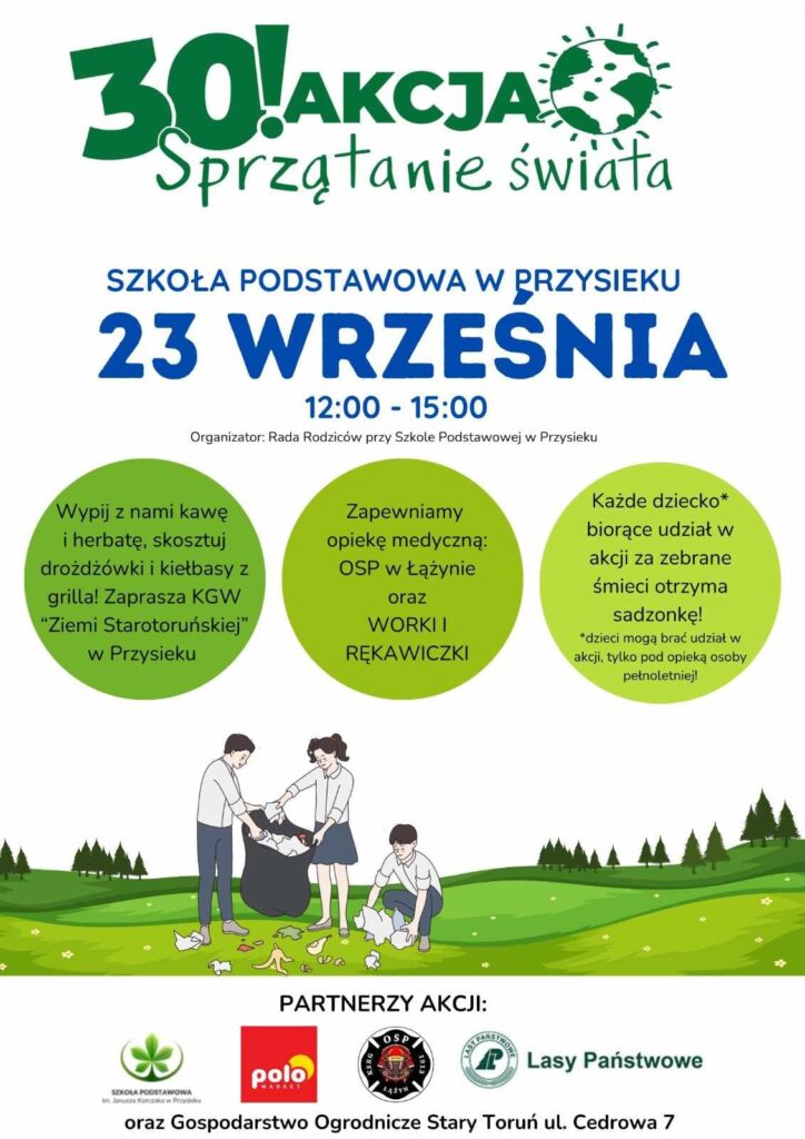 Plakat 30 akcji sprzątania świata w Przysieku